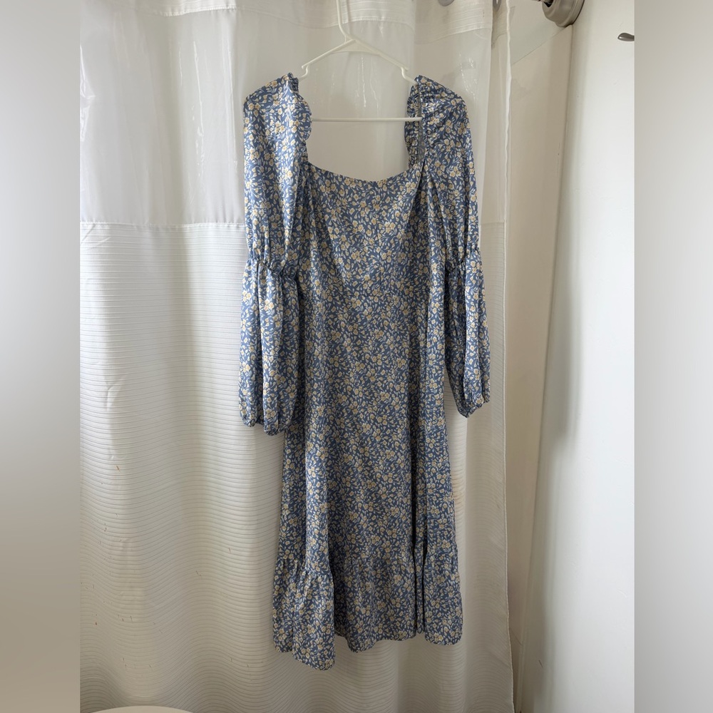 Blue Floral Midi Dress
